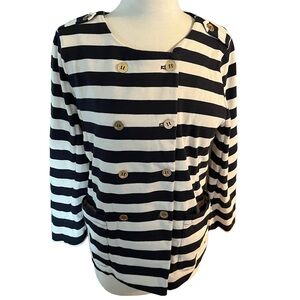 J. Crew Factory Double Breasted Striped Button Jacket